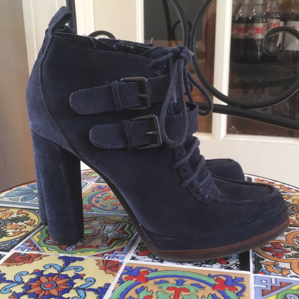 Dolce Vita Navy Suede Platform Booties - Picture 4 of 8